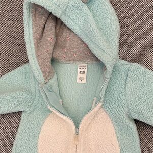 Carter's Aqua and White Kids One Piece Footie 24 Months